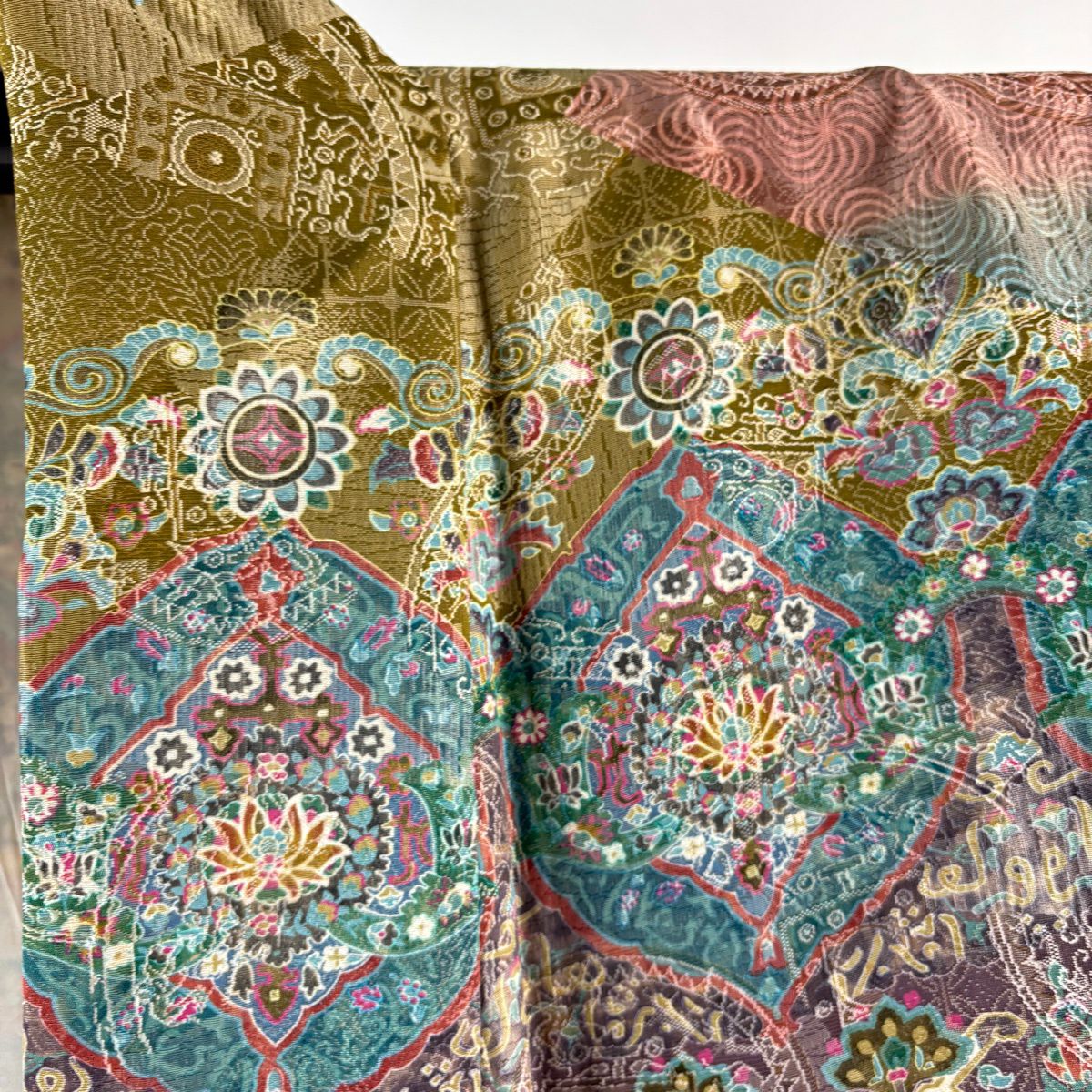 【美品】訪問服 身長158cm 袖長64.5cm M 雙層 前田仁仙 落款あり 華紋 向鳥 紫 純蠶絲 逸品級