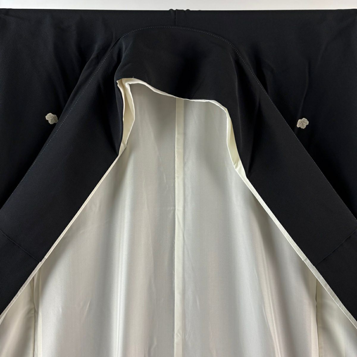 黑留袖禮服 身長159.5cm 袖長63cm S 雙層 中町博志 落款 鳥 草花紋紋 黑 純蠶絲 逸品級