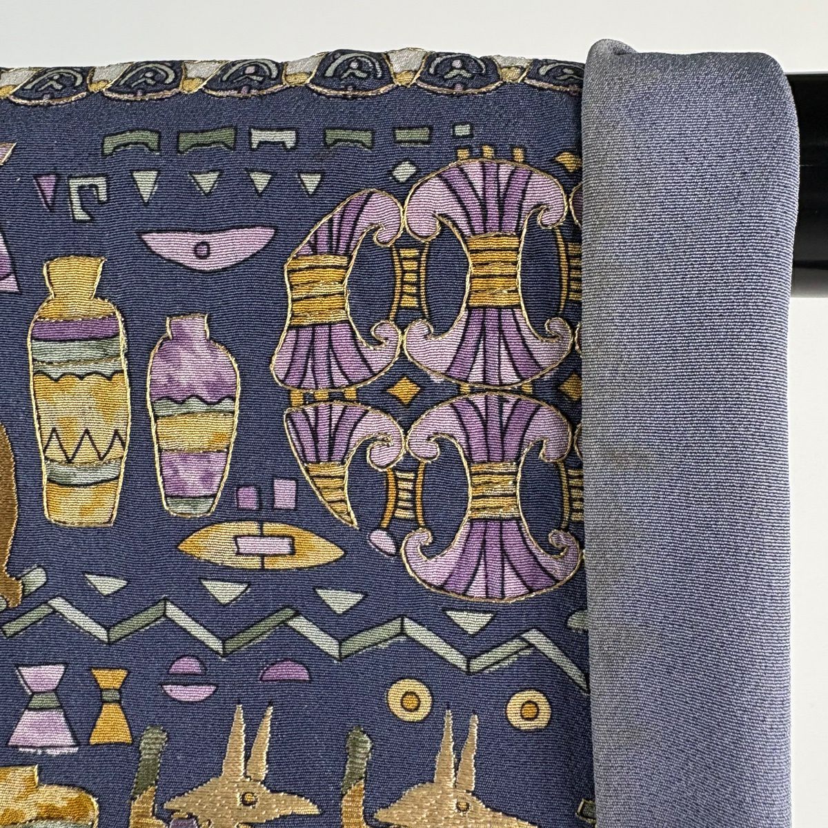 訪問服 身長160.5cm 袖長66.5cm M 雙層 科普特圖案 花鳥 刺繡 金絲 紫色 純蠶絲 逸品級