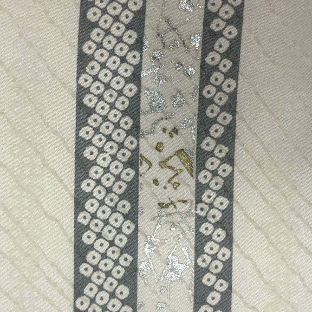 付下 身長156cm 袖長64.5cm M 雙層 短冊 椿 刺繡 金線 奶油色 純蠶絲 優品級