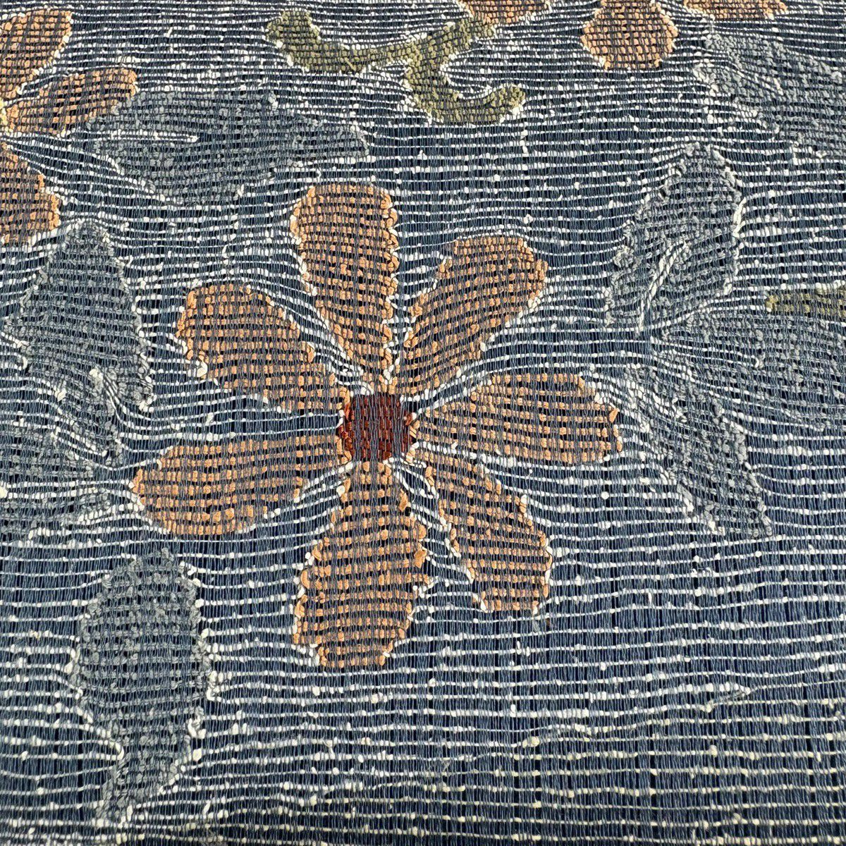 【美品】 袋帶 秀品級 草花紋紋 芝 金絲 青灰 深藍