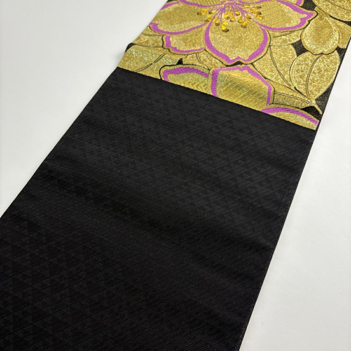 【美品】 袋帶 秀品級 振袖禮服禮服用 櫻花 金絲 金金箔 金色 六通 純蠶絲