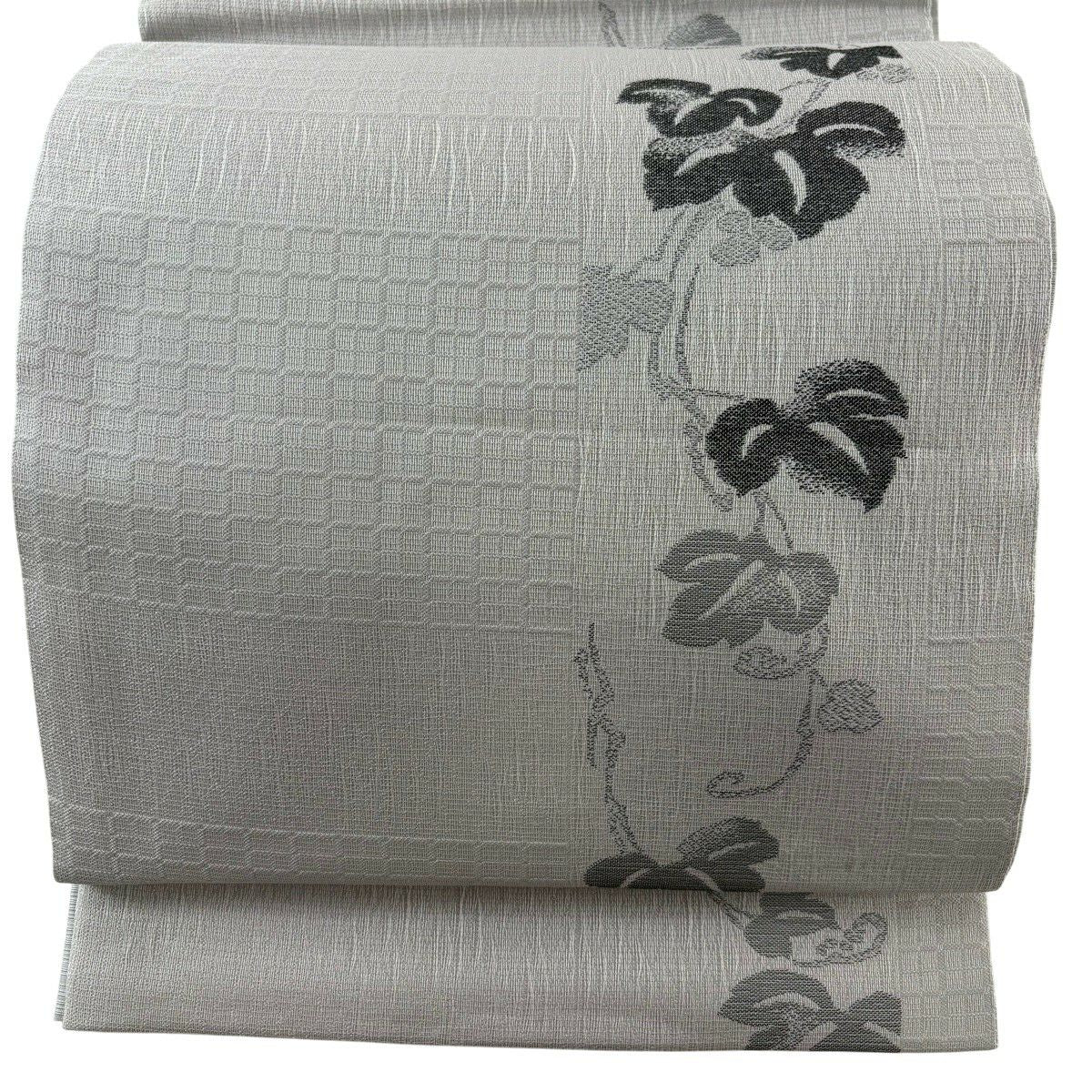 【美品】 袋帶 秀品級 蔦 灰紫 六通 純蠶絲