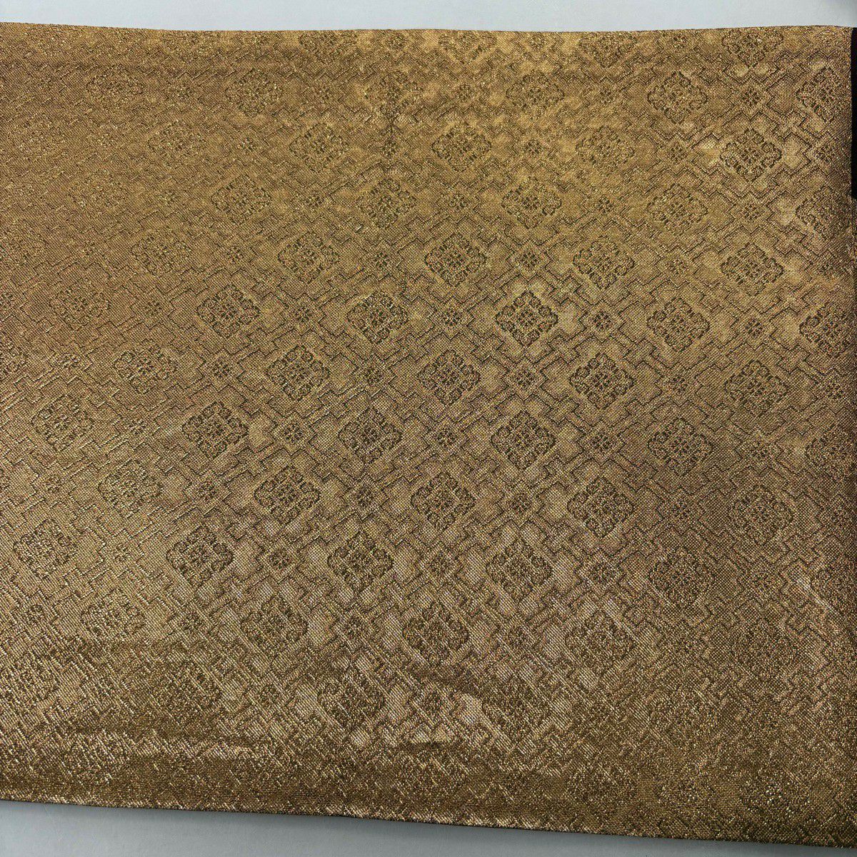 【美品】 袋帶 秀品級 松樹竹子梅花 金糸 金金箔 茶紫 六通 純蠶絲