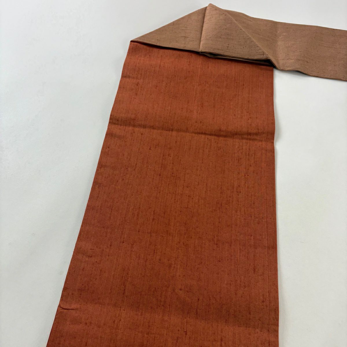 【美品】名古屋帶 優品級 紬織織 罩刺繡 紅茶 純蠶絲