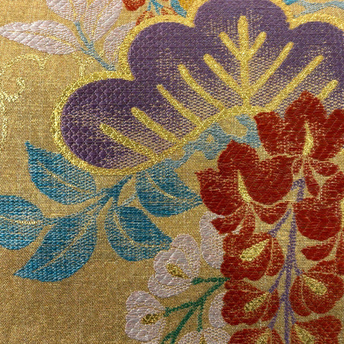 【美品】 袋帶 名品級 笠松樹 藤 金金箔 金絲 金色 全通 純蠶絲