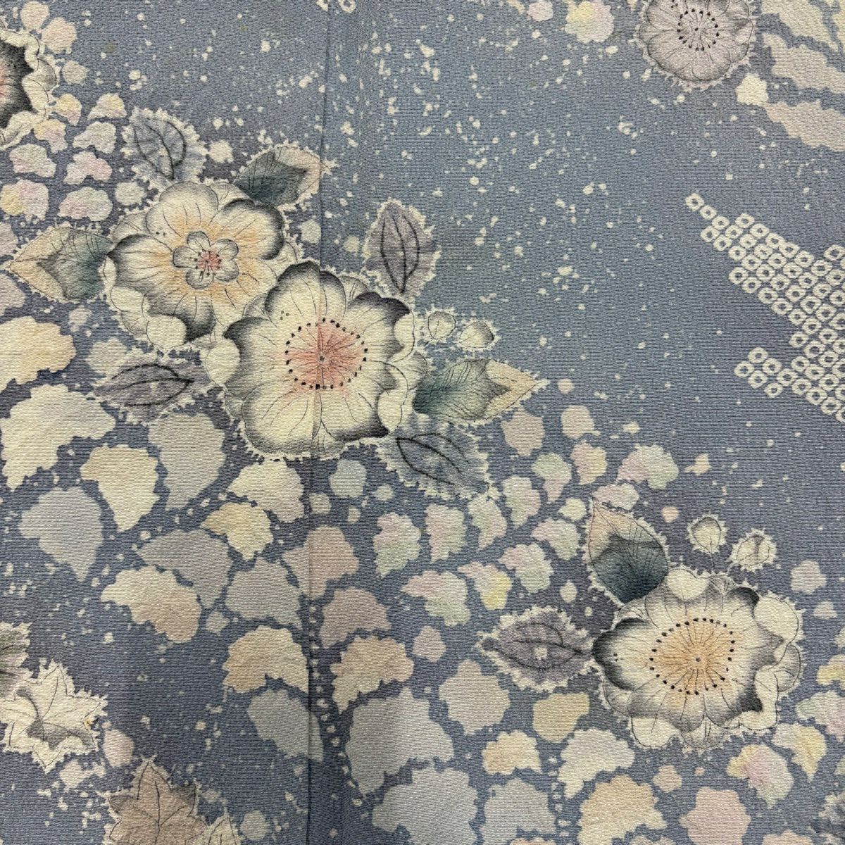 訪問服 身長151cm 袖長61.5cm S 雙層 翠山工房 落款あり 辻花染 漸層 青灰 純蠶絲 秀品級