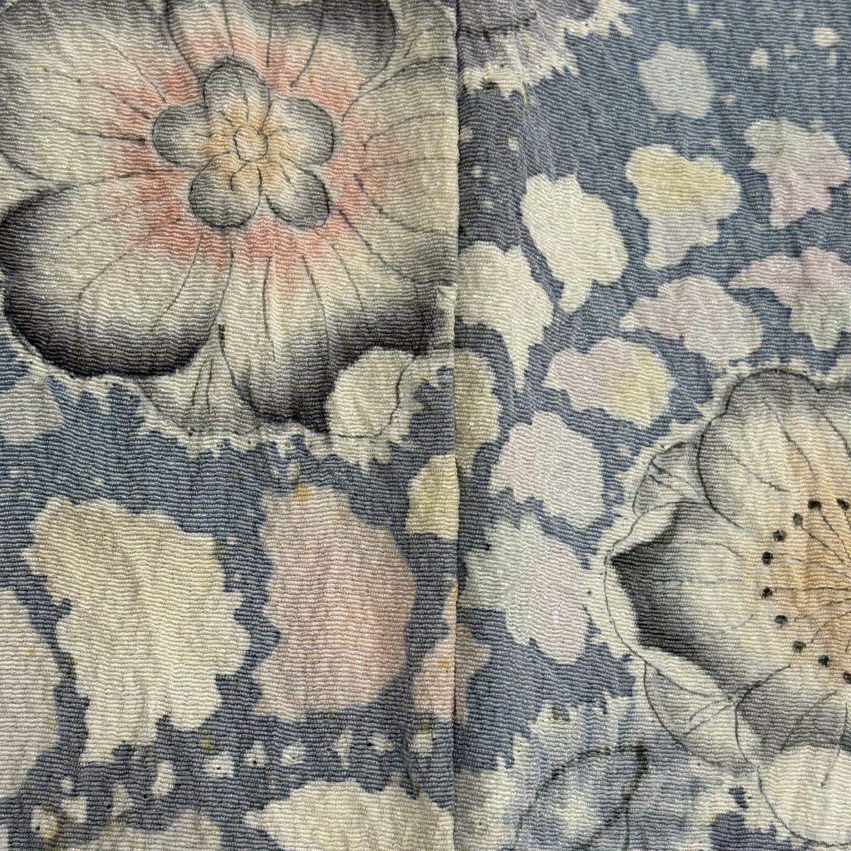 訪問服 身長151cm 袖長61.5cm S 雙層 翠山工房 落款あり 辻花染 漸層 青灰 純蠶絲 秀品級
