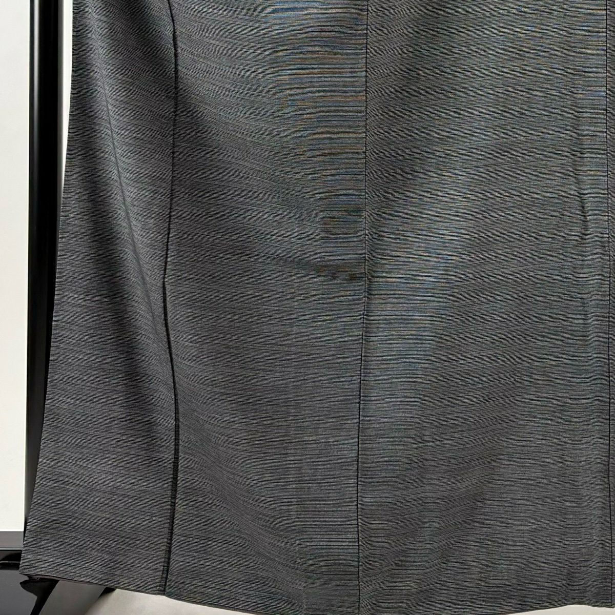小紋 身長163.5cm 袖長64.5cm M 雙層 巴齊領 橫條 黑灰 純蠶絲 優品級