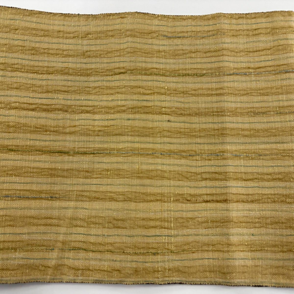 【美品】 袋帶 秀品級 縞 薄黃土 純蠶絲