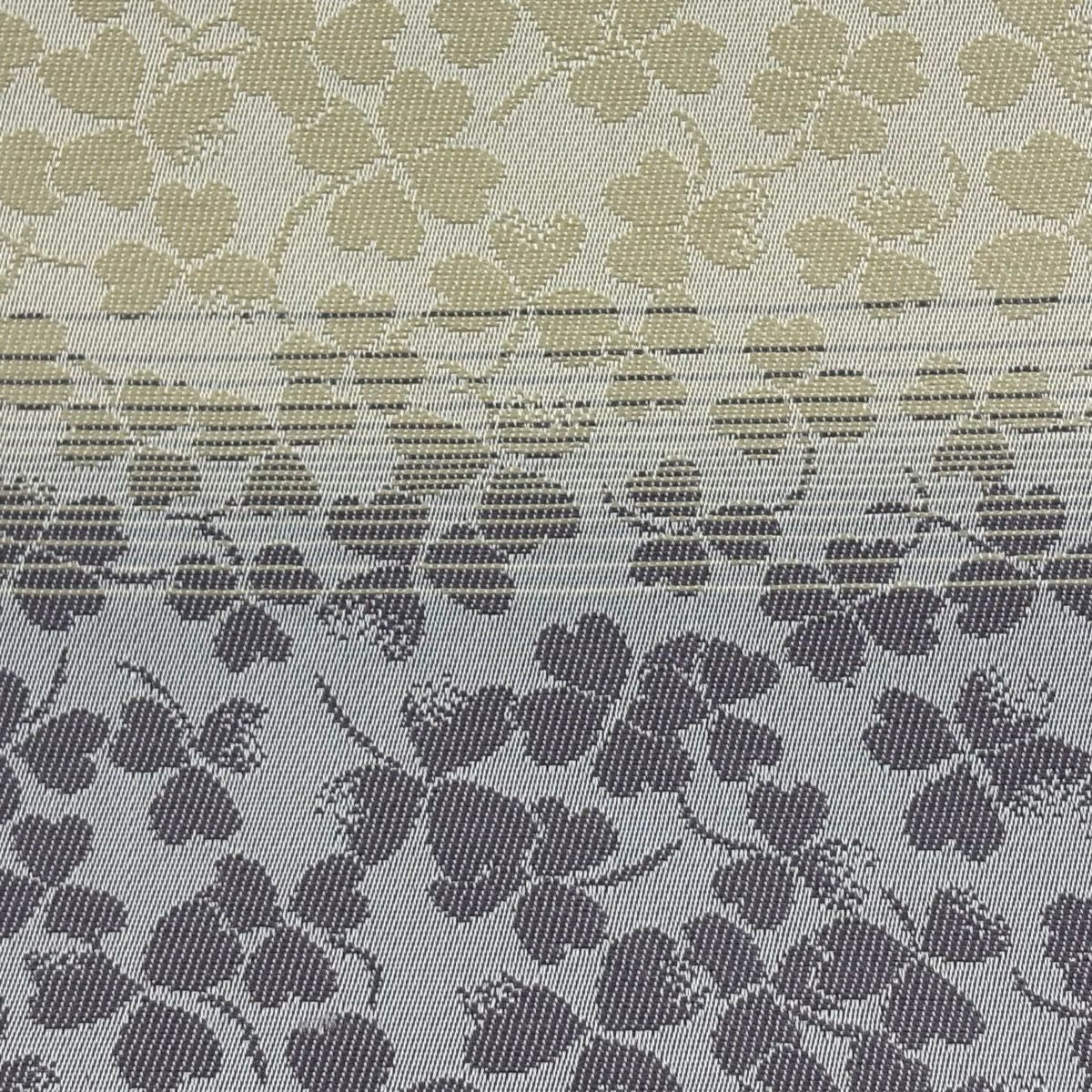 【美品】 袋帶 優品級 三葉草 條紋 水藍色 全通 純蠶絲