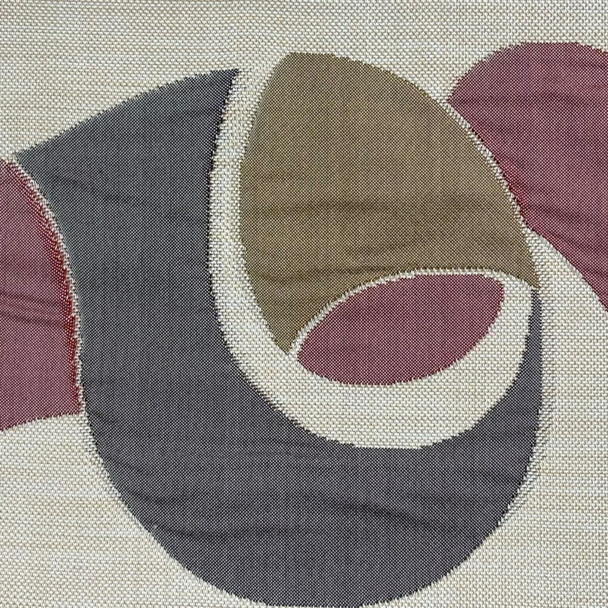 【美品】 袋帶 秀品級 木屋太 落款あり 文字文 巻物 米色 六通 純蠶絲
