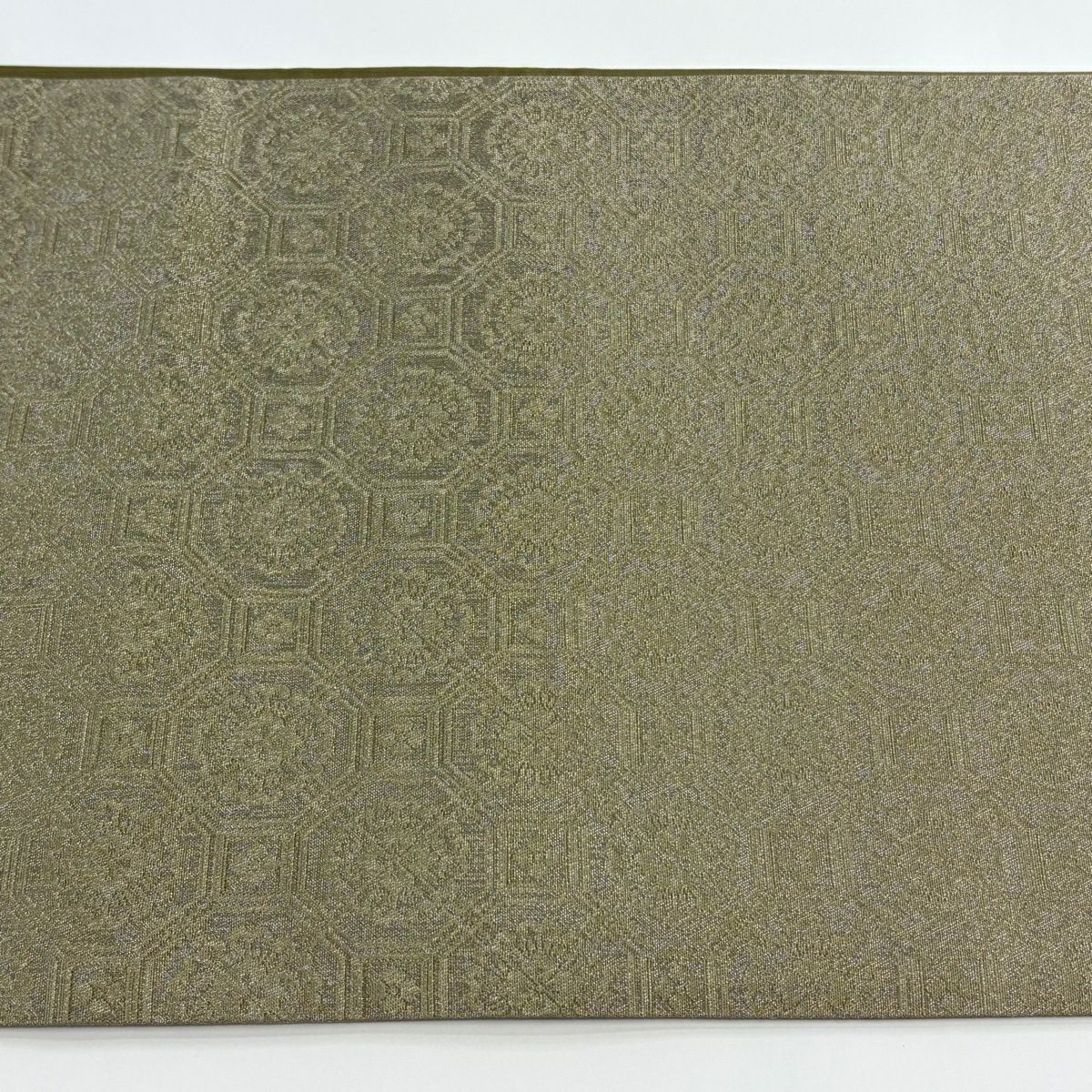 【美品】 袋帶 秀品級 蜀江華紋 花唐草紋 刺繡 金銀彩 灰綠 お太鼓柄 純蠶絲