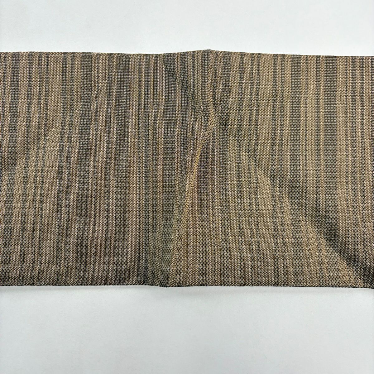 【美品】 名古屋帶 秀品級 紬織織 縞 焦茶 純蠶絲