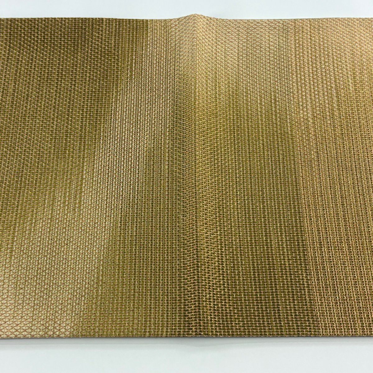 【美品】 袋帶 秀品級 草花紋紋 格子 金金箔 金色 大鼓圖案 純蠶絲
