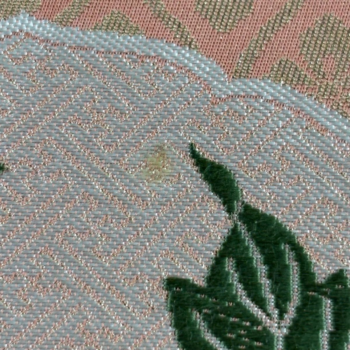 【美品】 袋帶 秀品級 菊花 立涌 金絲 金金箔 橙色 六通 純蠶絲