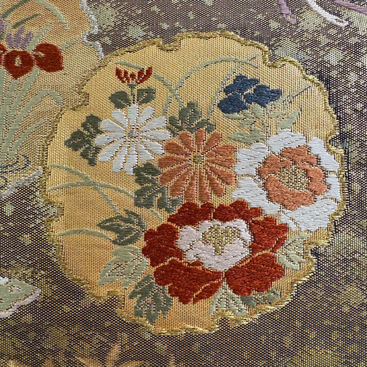 袋帶 秀品級 關西仕立 雪輪 花鳥 金銀彩 金金箔 金茶 六通 純蠶絲