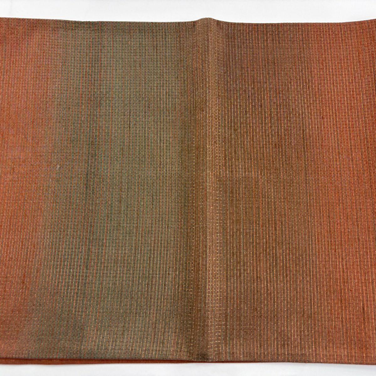 【美品】 袋帶 秀品級 段漸變圖案 金絲 紅茶 全通 純蠶絲
