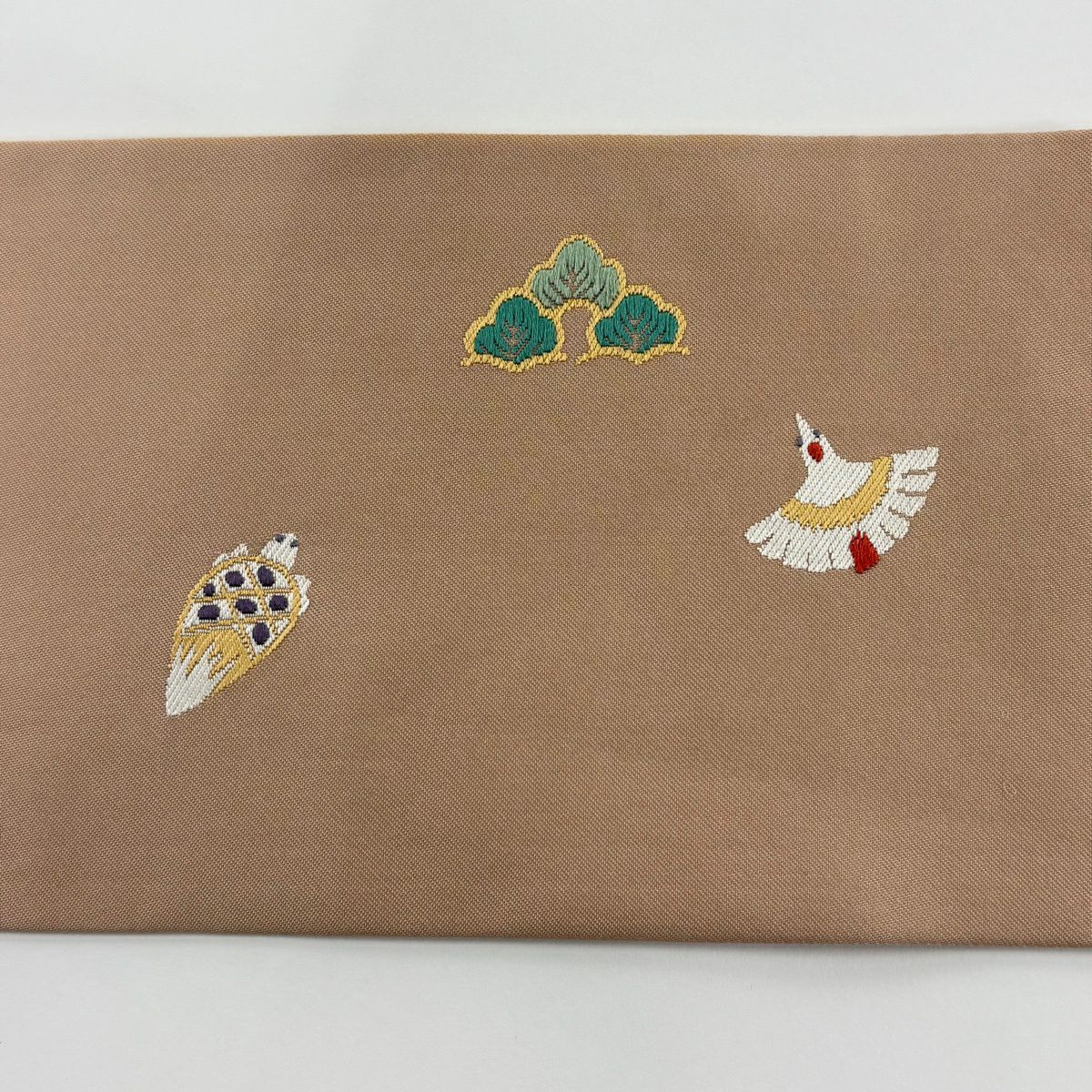 名古屋帶 秀品級 仙鶴 松樹竹子梅花 粉米色 純蠶絲
