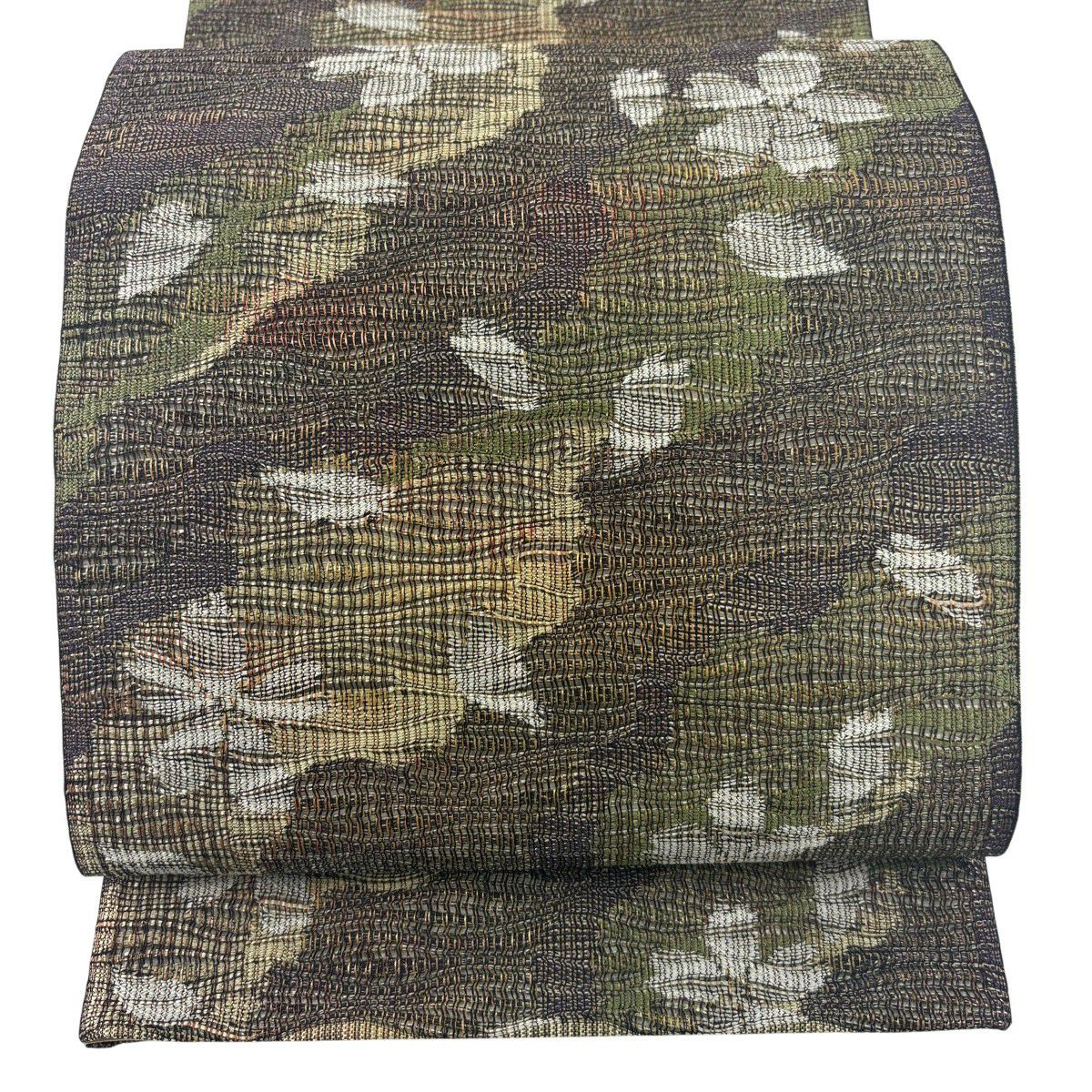 【美品】 袋帶 秀品級 有落款 櫻花花瓣 灰紫 全通 純蠶絲