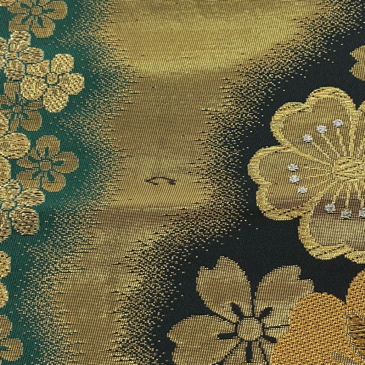袋帶 秀品級櫻梅花 金銀彩 金金箔 金色 六通 純蠶絲