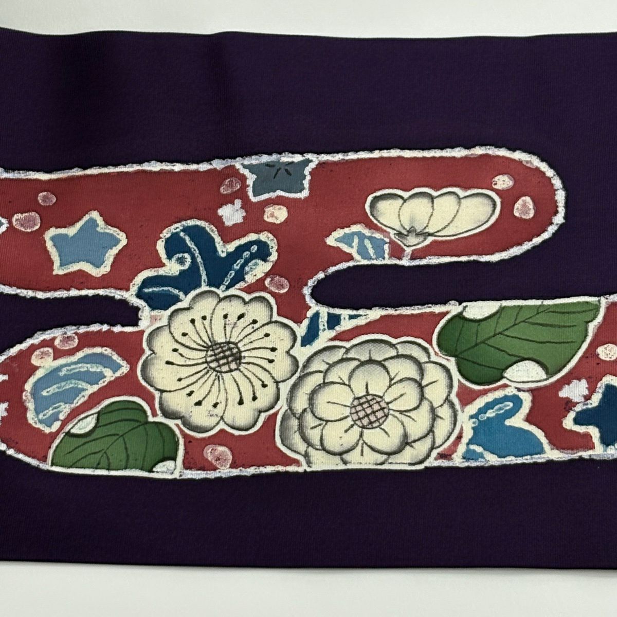 名古屋帶 秀品級 草花紋紋 雲霞 紫 純蠶絲