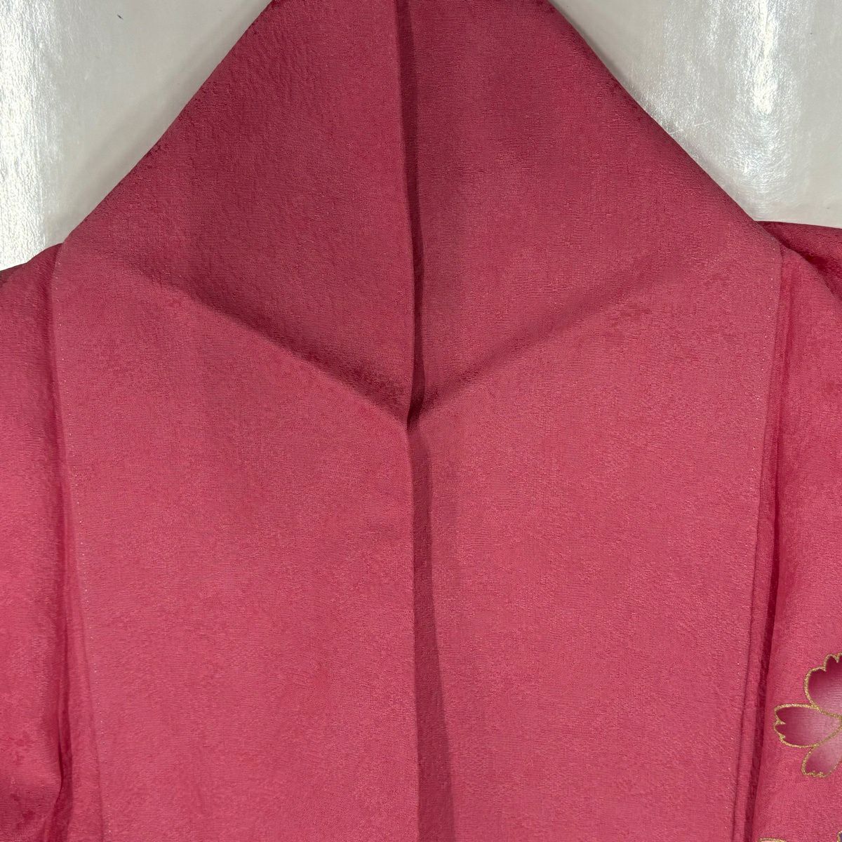 【美品】振袖禮服 身長168.5cm 袖長69cm L 雙層 櫻花 雪輪 金彩裝飾 染分 粉紅 純蠶絲 秀品級
