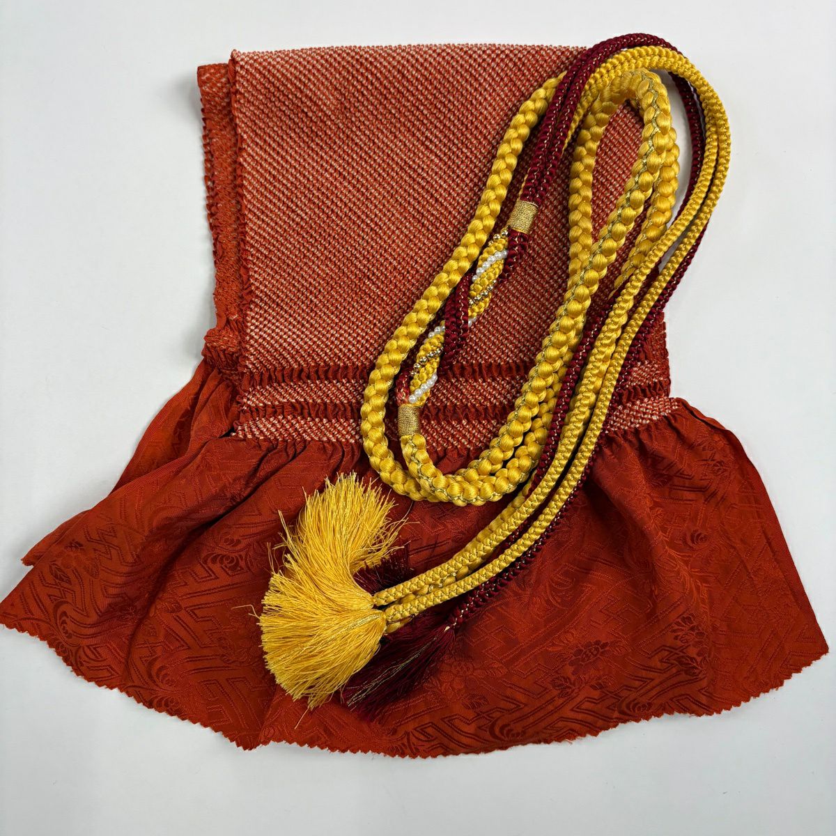 振袖禮服 身長161cm 袖長66.5cm M 雙層 袋帶全套 菊花 八ツ橋 刺繡 青紫 純蠶絲 名品級