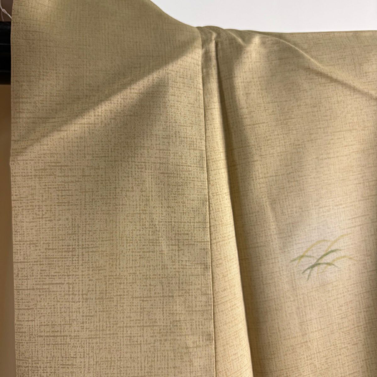 【美品】 付下 身長160cm 袖長66cm M 雙層 紬織織 袋帶套裝 落款有 狐狸 芝草 金銀彩 漸層 米色 純蠶絲 名品級