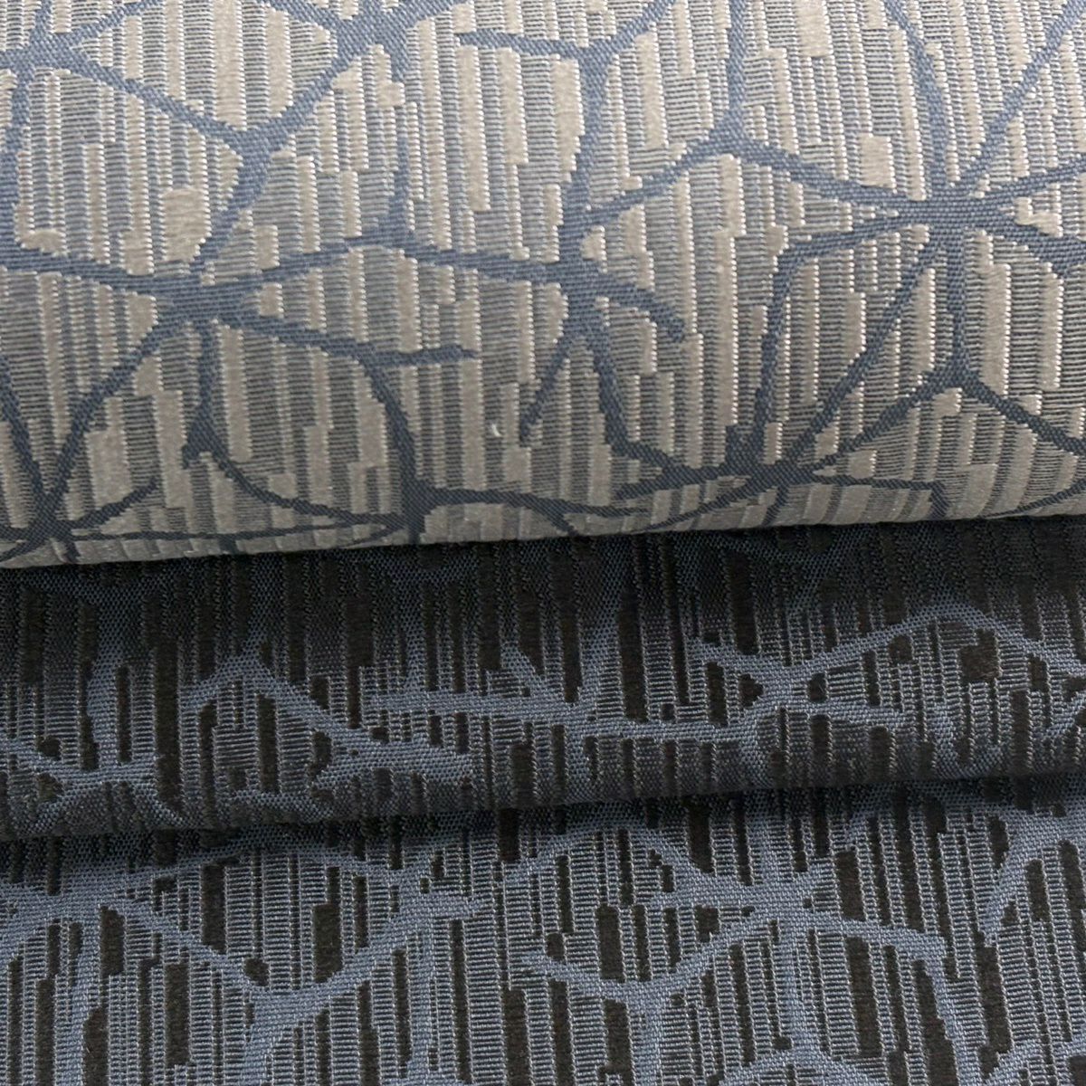 【美品】 袋帶 名品級 縞 幾何 灰紫 六通 純蠶絲