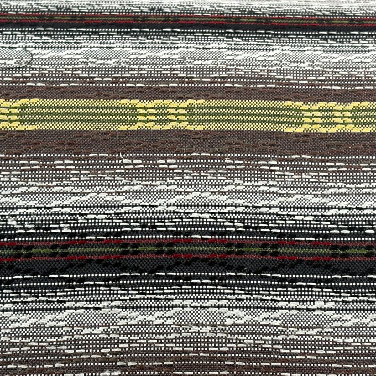【美品】 袋帶 名品級 縞 幾何學 黑灰 六通 純蠶絲