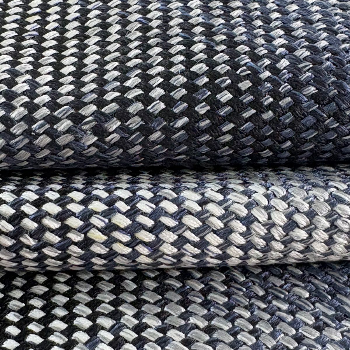 【美品】 袋帶 名品級 幾何學 深藍 全通 純蠶絲