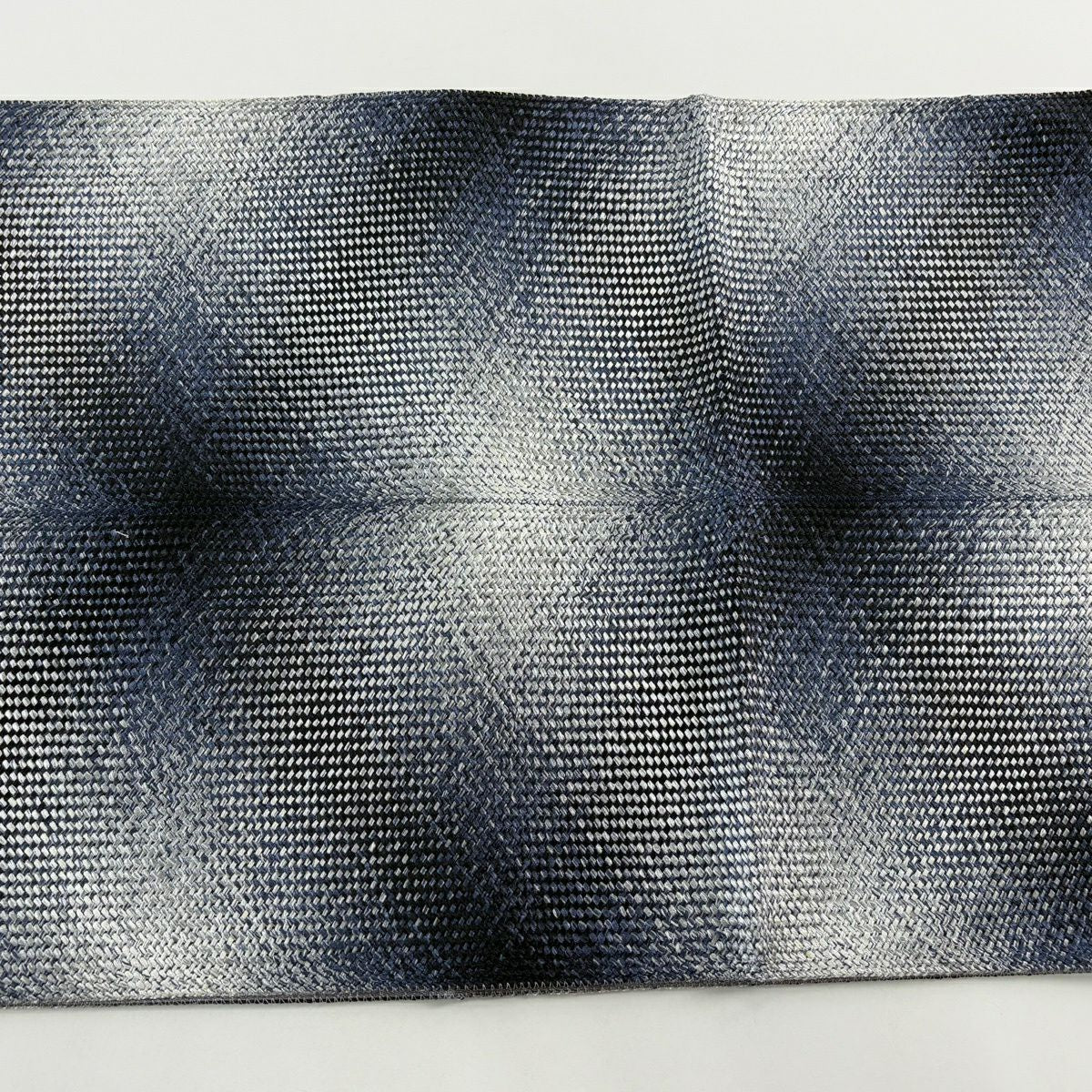 【美品】 袋帶 名品級 幾何學 深藍 全通 純蠶絲