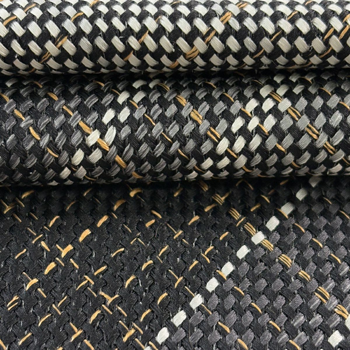 【美品】 袋帶 名品級 斜格 墨色 全通 純蠶絲