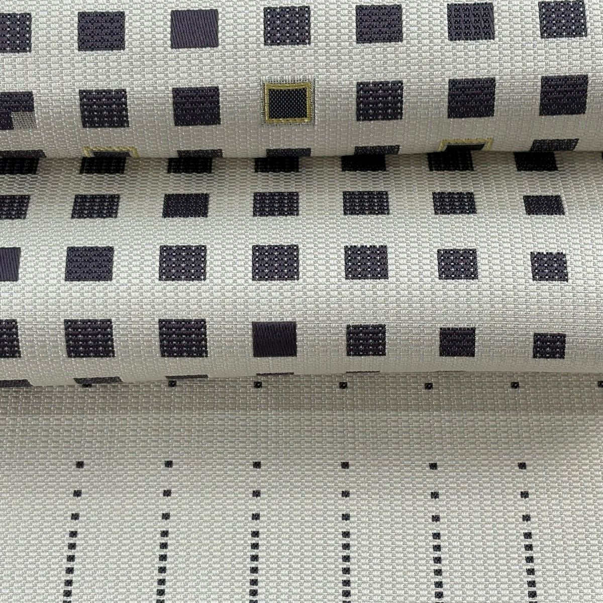【美品】名古屋帶 逸品級 八寸名古屋帶 松樹葉仕立 幾何學圖案 奶油色 純蠶絲