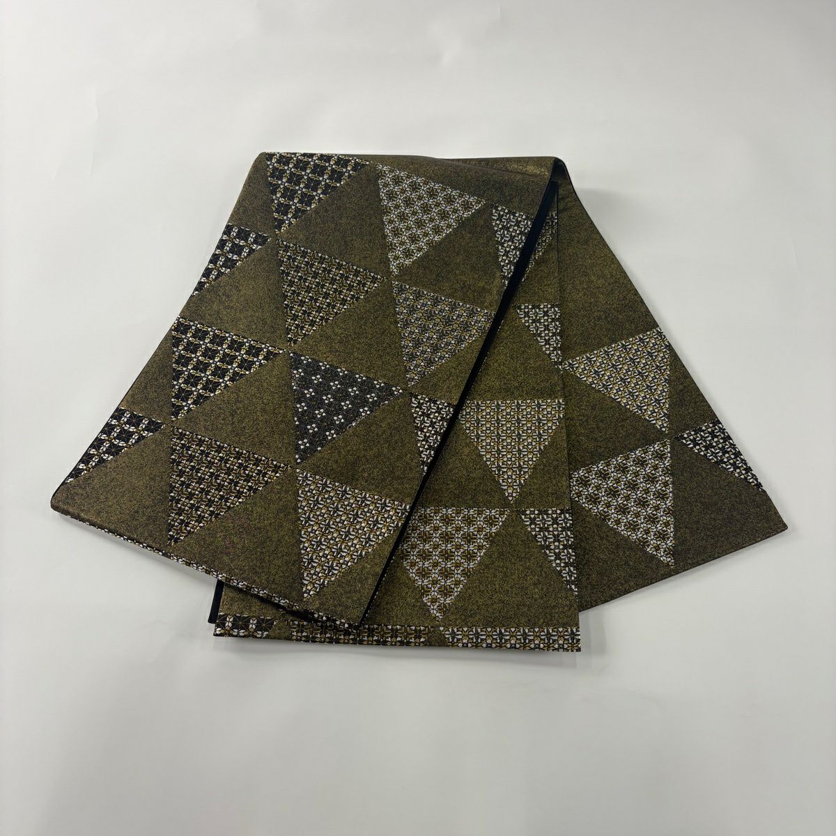 【美品】 袋帶 秀品級 鱗花 金絲 金金箔 金色 大鼓圖案 純蠶絲