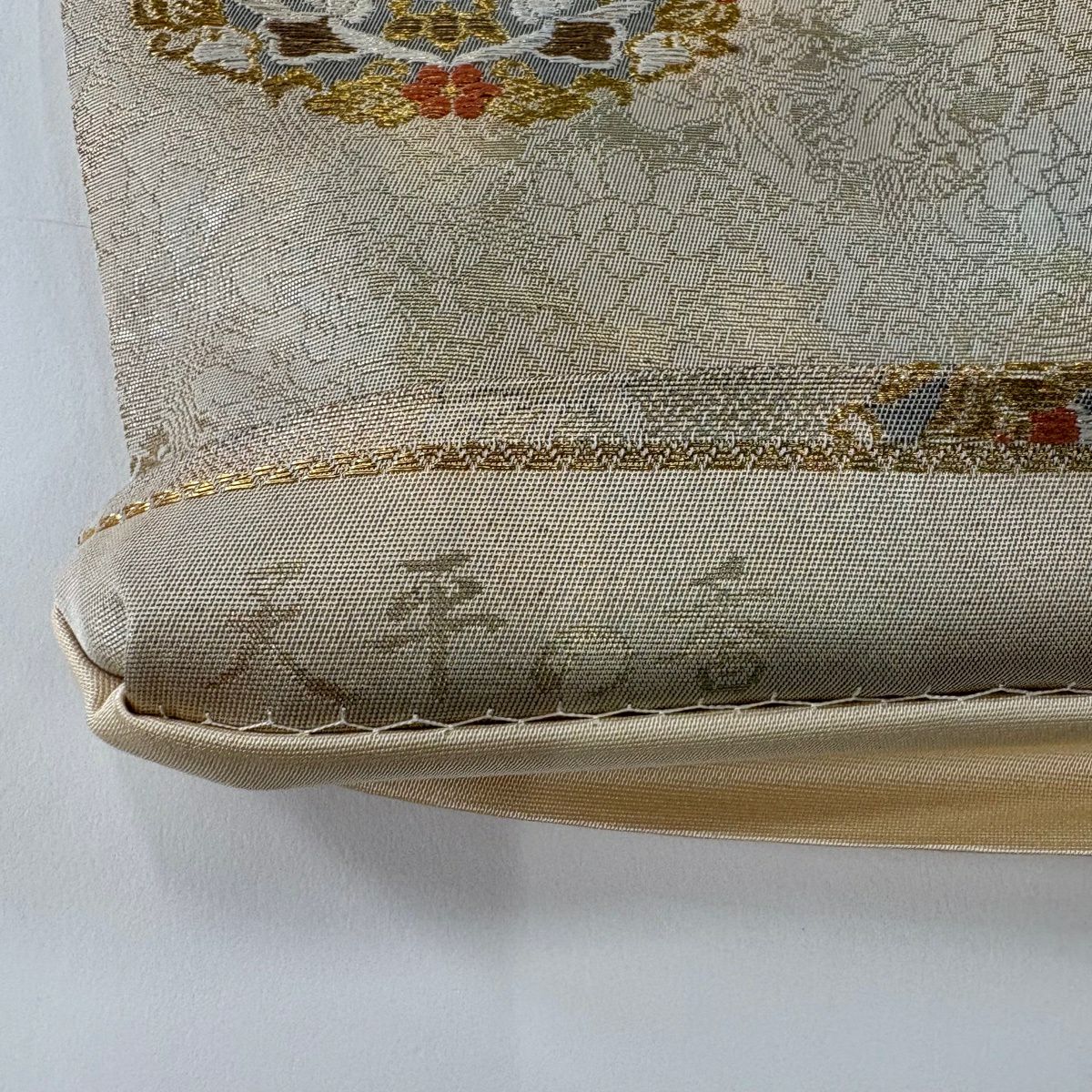 袋帶 秀品級 天平的香 向鳥 華紋 金絲 金金箔 灰茶 六通 純蠶絲