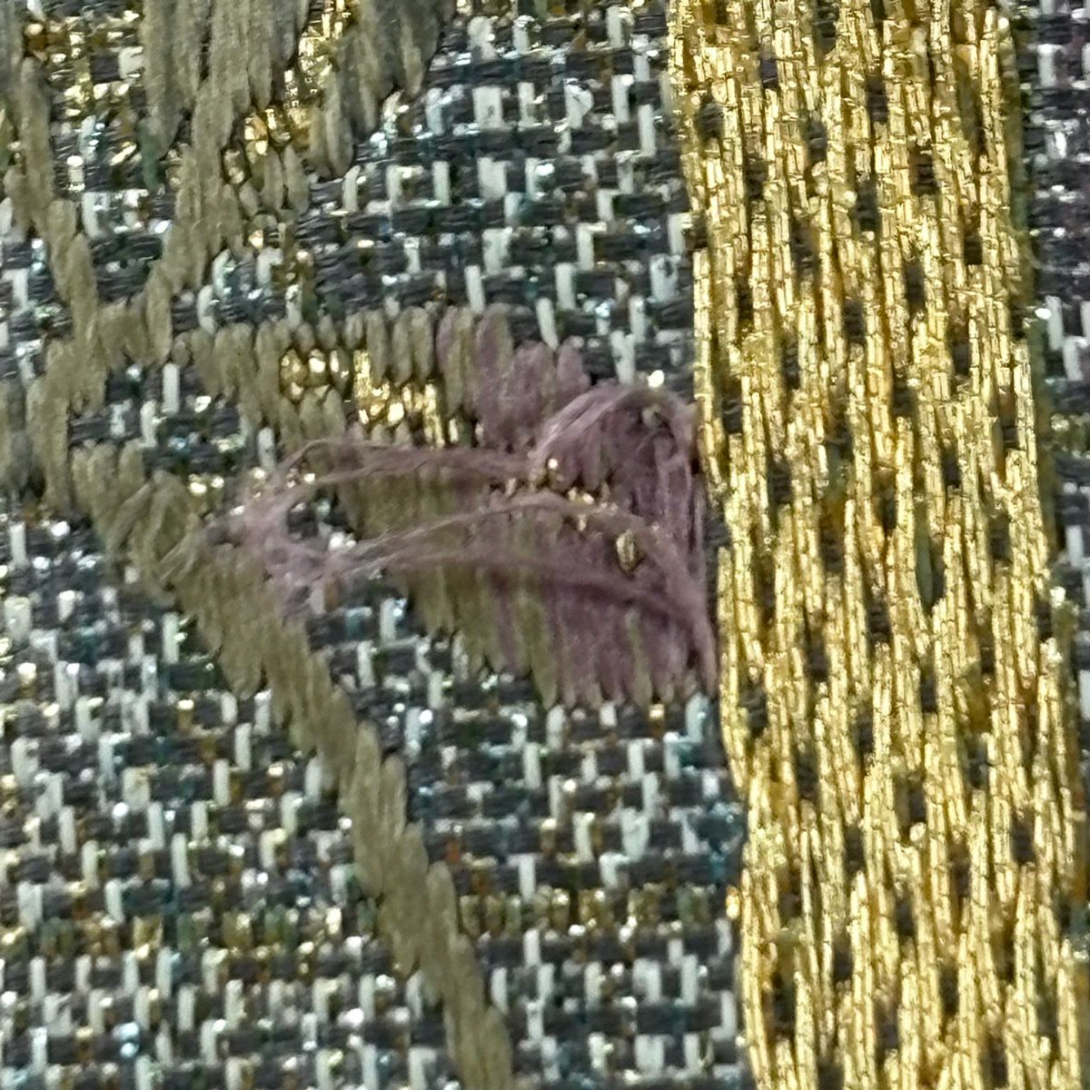 袋帶 秀品級 松樹梅花 蝶 金糸 金金箔 紫 六通 純蠶絲