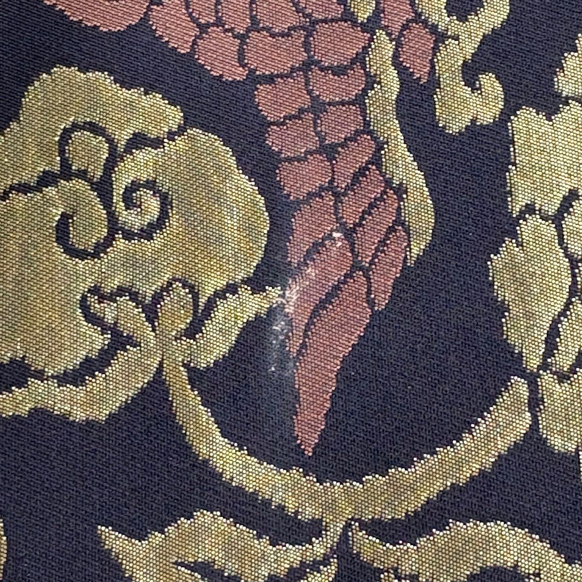 【美品】 袋帶 秀品級 花唐草紋 鳥 金金箔 深紫 全通 純蠶絲