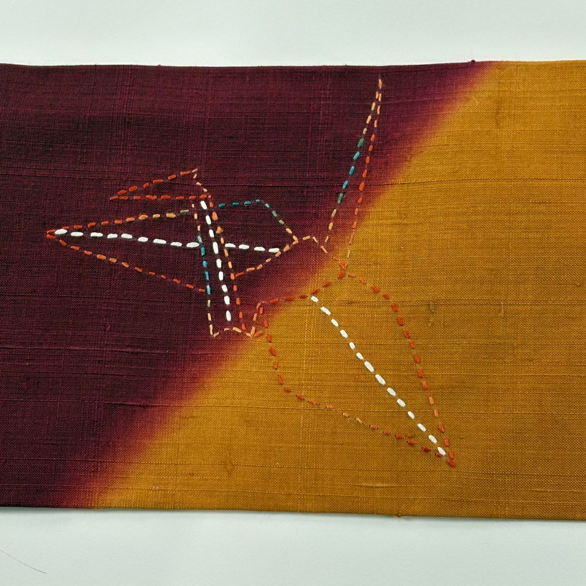 【美品】名古屋帶 秀品級 折仙鶴 紙風船 刺繡 橙色 純蠶絲