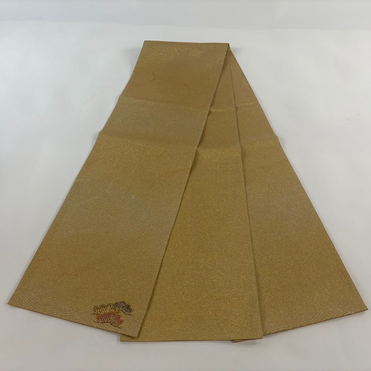 袋帶 秀品級 單點圖案 波紋 金絲 金金箔 金色 六通 純蠶絲