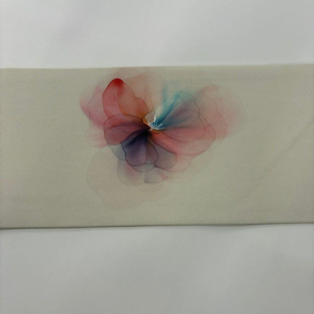 【美品】 名古屋帶 秀品級 落款 花朵 漸層 奶油色 純蠶絲
