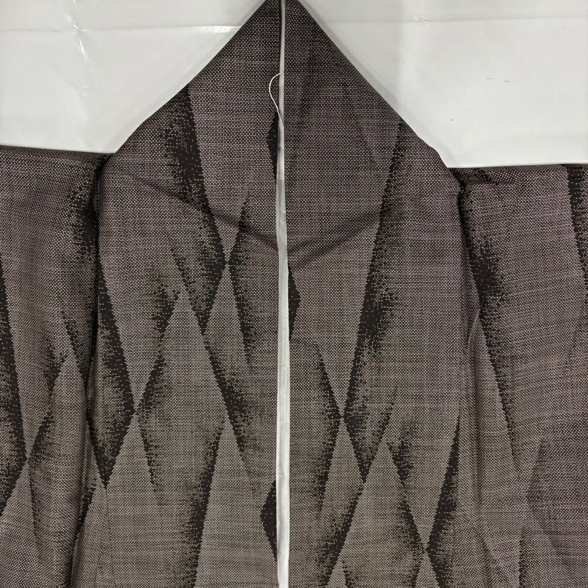 【美品】 紬織 身長157cm 袖長66cm M 雙層 鈴乃屋 幾何學 焦茶 純蠶絲 秀品級