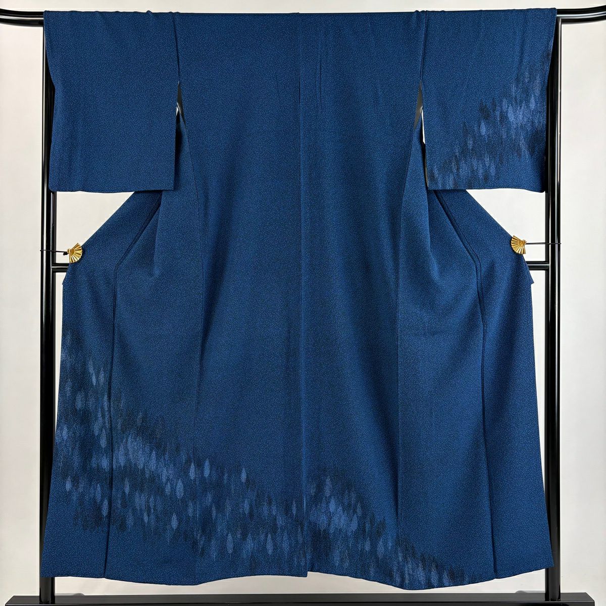 付下 身長151.5cm 袖長66.5cm M 雙層 樹木 深藍 純蠶絲 秀品級