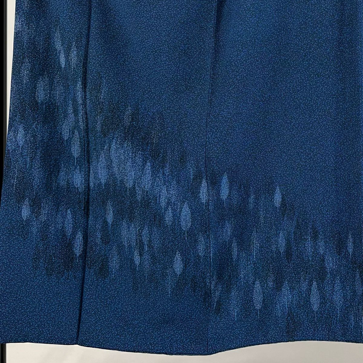 付下 身長151.5cm 袖長66.5cm M 雙層 樹木 深藍 純蠶絲 秀品級