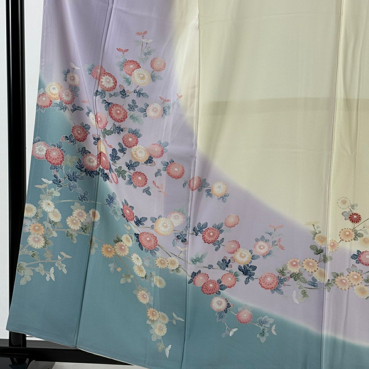 訪問服 身長159cm 袖長63.5cm M 雙層 杉浦伸 落款あり 菊花 辨染 漸層 淡紫 純蠶絲 逸品級