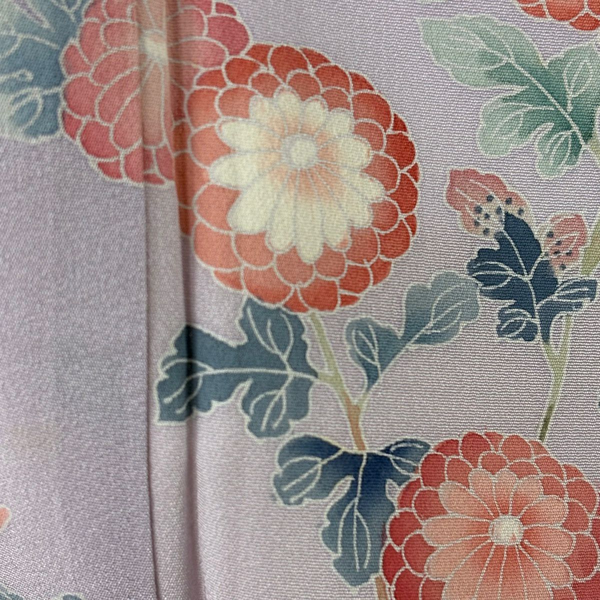 訪問服 身長159cm 袖長63.5cm M 雙層 杉浦伸 落款あり 菊花 辨染 漸層 淡紫 純蠶絲 逸品級