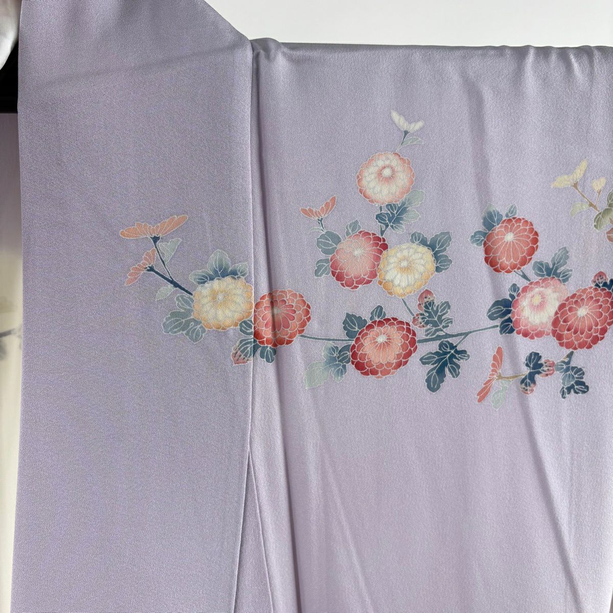 訪問服 身長159cm 袖長63.5cm M 雙層 杉浦伸 落款あり 菊花 辨染 漸層 淡紫 純蠶絲 逸品級