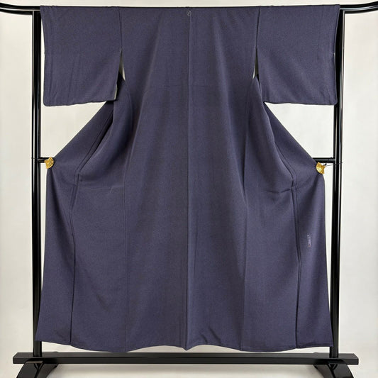 【美品】 江戶小紋 身長154.5cm 袖長64cm M 雙層 人間國寶 中村勇二郎 落款あり 文字文 紫 純蠶絲 逸品級 一つ紋