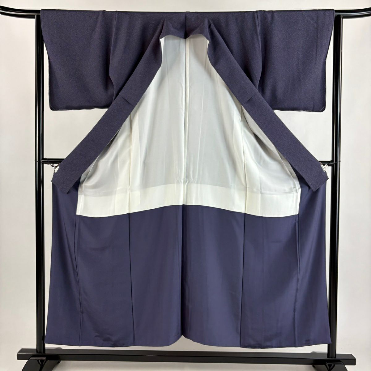 【美品】 江戶小紋 身長154.5cm 袖長64cm M 雙層 人間國寶 中村勇二郎 落款あり 文字文 紫 純蠶絲 逸品級 一つ紋